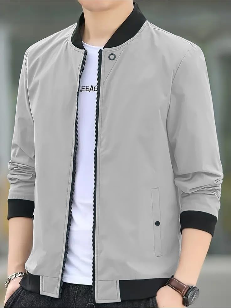 Celary Men's Bomber Jacket | Fancy Collar|| Lightweight Casual Zip-Up Jacket | Stylish Slim Fit Outerwear for All Seasons - Image 3