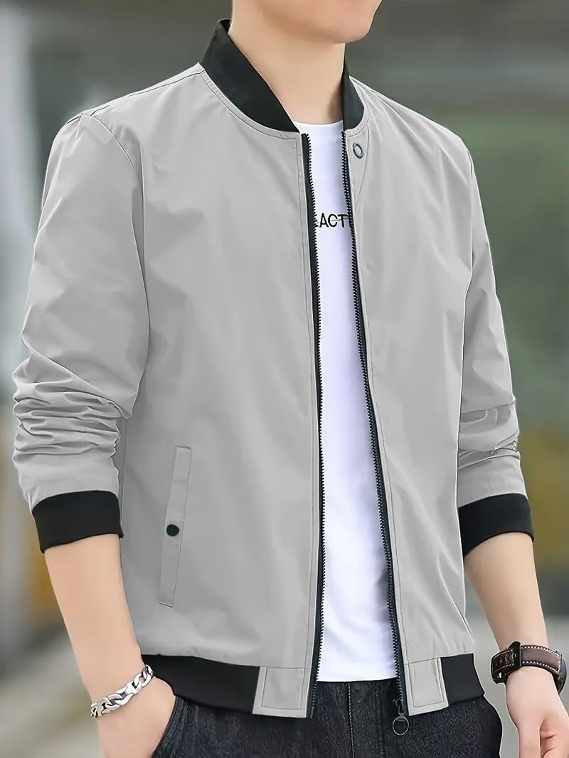Celary Men's Bomber Jacket | Fancy Collar|| Lightweight Casual Zip-Up Jacket | Stylish Slim Fit Outerwear for All Seasons - Image 2