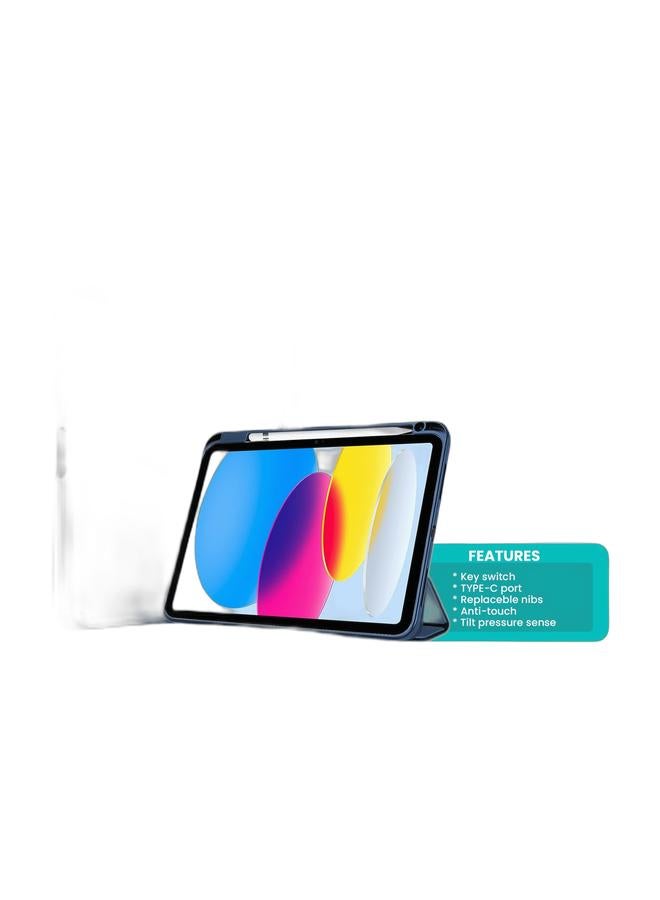 T I G O iPad (A16) 11th Gen (2025) & 10th Gen 10.9 Inch Case with Pencil Holder 2022 Clear Clear Back Shell Trifold Protective cover Shockproof Cover for 2022 iPad 10th Gen A2696 A2757 A2777 Navy Blue & iPad Pencil / Stylus Pen for iPad (2025-2018) with Palm Rejection & Magnetic absorption, Active Pencil for iPad A16/10/9/8/7/6, iPad Pro 11/12.9/13, Air 13/10.9/10.5, Mini, with fast charging Bundle - Image 1