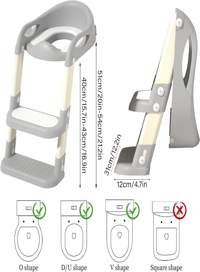 Potty Training Seat with Ladder, Foldable Ladder Potty for Kids, Splash Guard, Comfortable Non-Slip Base (Green)