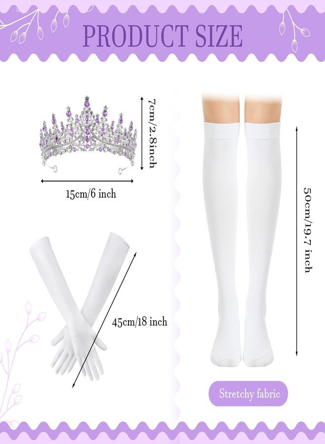 JaGely 5 Pcs Princess Fairy Costume for Women Halloween Corset Tops Skirt Headband Gloves Socks Adult Dress Role Play Party, Purple, S - Image 2