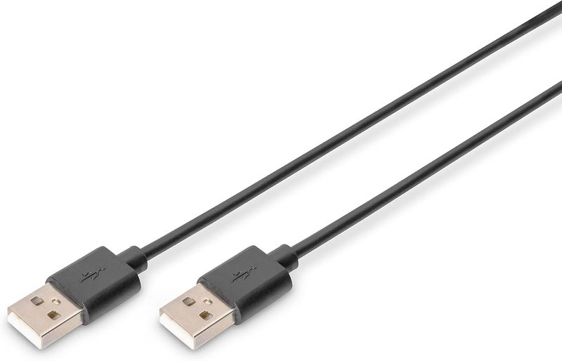 DIGITUS USB 2.0 cable - 1 m - USB-A to Type A - 480 Mbps - for computers, notebooks, hubs - black - Image 1