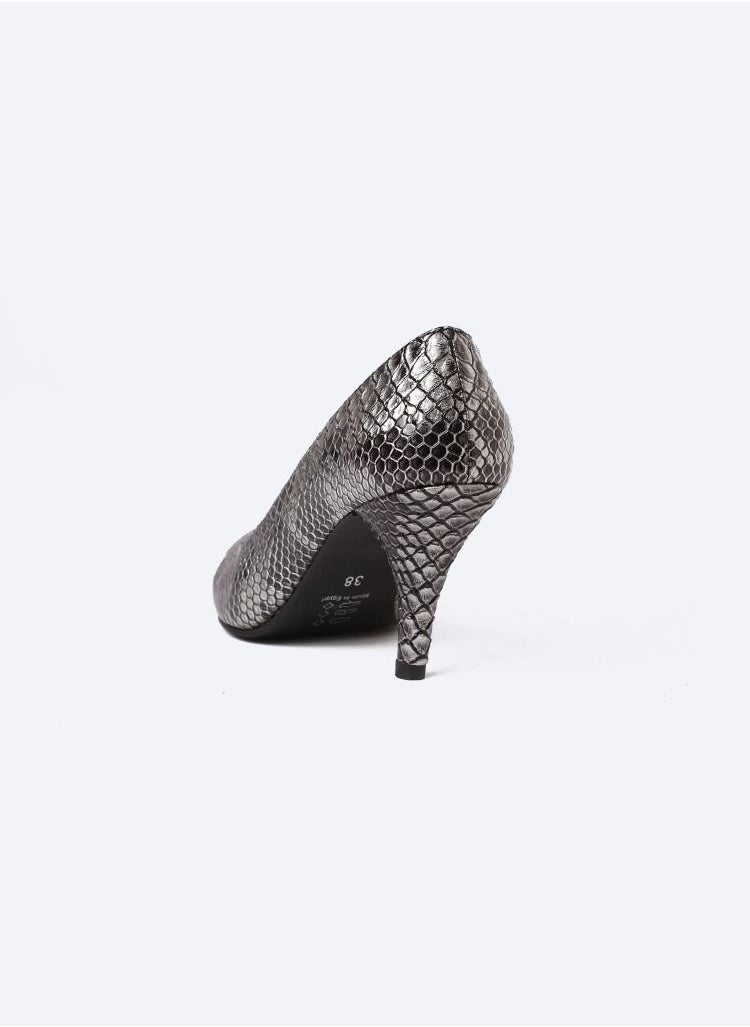 Zahwa Cobra-Textured Leather Heeled Shoes With A 9 Cm Thin Heel  - Image 5