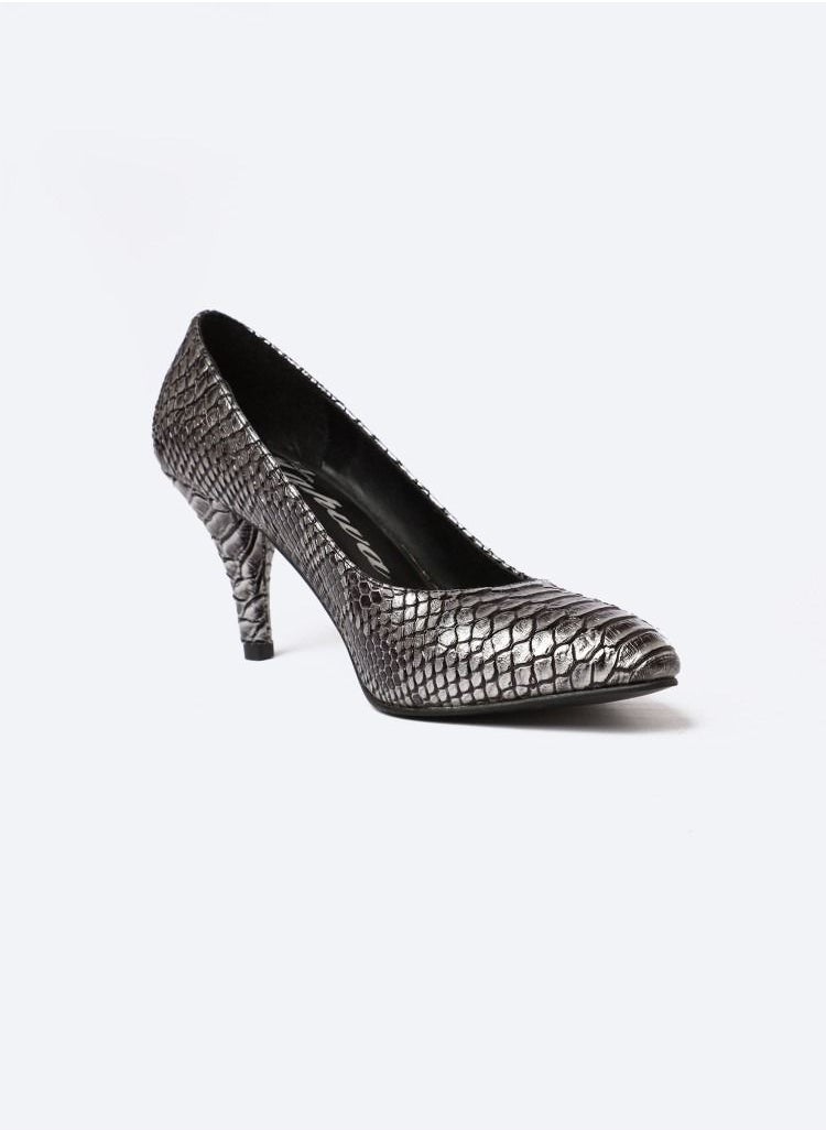 Zahwa Cobra-Textured Leather Heeled Shoes With A 9 Cm Thin Heel  - Image 1