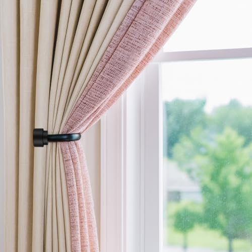 Colornest 2 Pcs Curtain Holdbacks – Metal Curtain Tiebacks with Black Cap Finials | Decorative Wall Mounted Drapery Hooks for Living Room, Bedroom – Black - Image 3