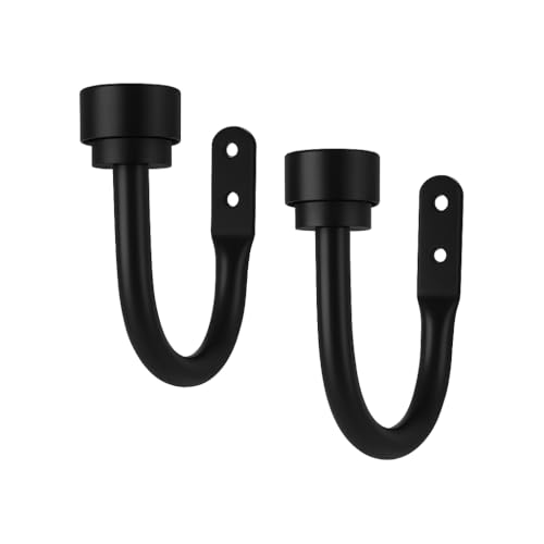 Colornest 2 Pcs Curtain Holdbacks – Metal Curtain Tiebacks with Black Cap Finials | Decorative Wall Mounted Drapery Hooks for Living Room, Bedroom – Black - Image 5