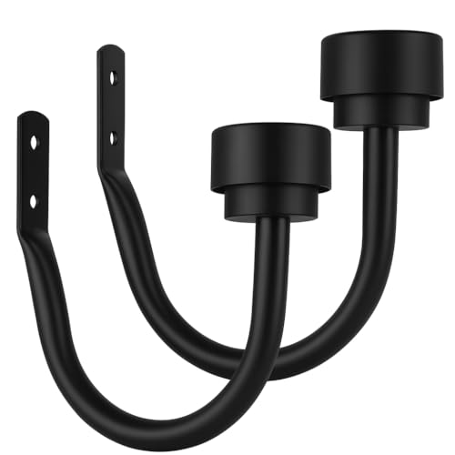 Colornest 2 Pcs Curtain Holdbacks – Metal Curtain Tiebacks with Black Cap Finials | Decorative Wall Mounted Drapery Hooks for Living Room, Bedroom – Black - Image 4
