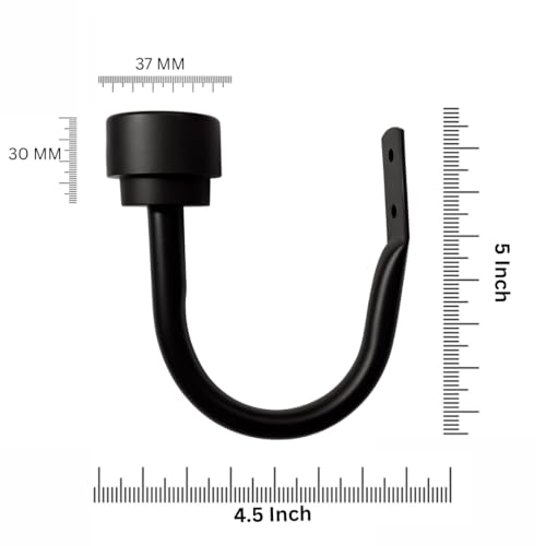 Colornest 2 Pcs Curtain Holdbacks – Metal Curtain Tiebacks with Black Cap Finials | Decorative Wall Mounted Drapery Hooks for Living Room, Bedroom – Black - Image 2