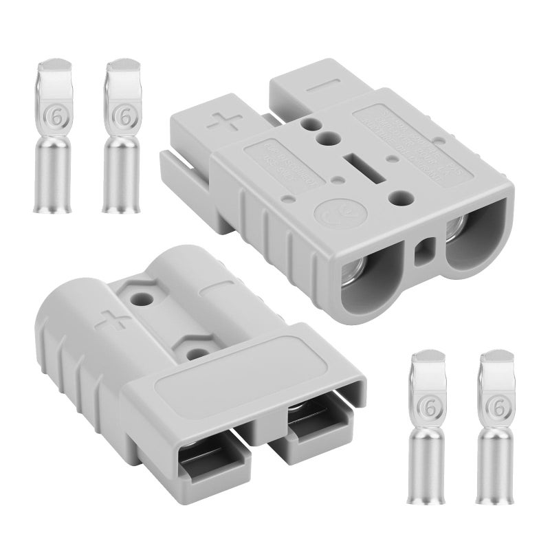 OXDFK 50A600V Battery Quick ConnectDisconnect with 781012 AWG 2PCS Jumper Cable Plug Connector Compatible with Anderson Connector for Rescue Winch Motor Recovery Gray - Image 3
