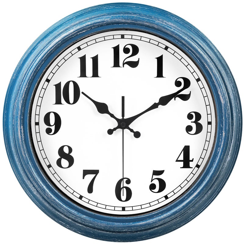 JENLYSTIME 12 Inch Retro Wall Clock Silent Non Ticking Battery Operated Movement Easy to Read Wall Clocks Decorate for Bedroom Living Room Kitchen OfficeBlue