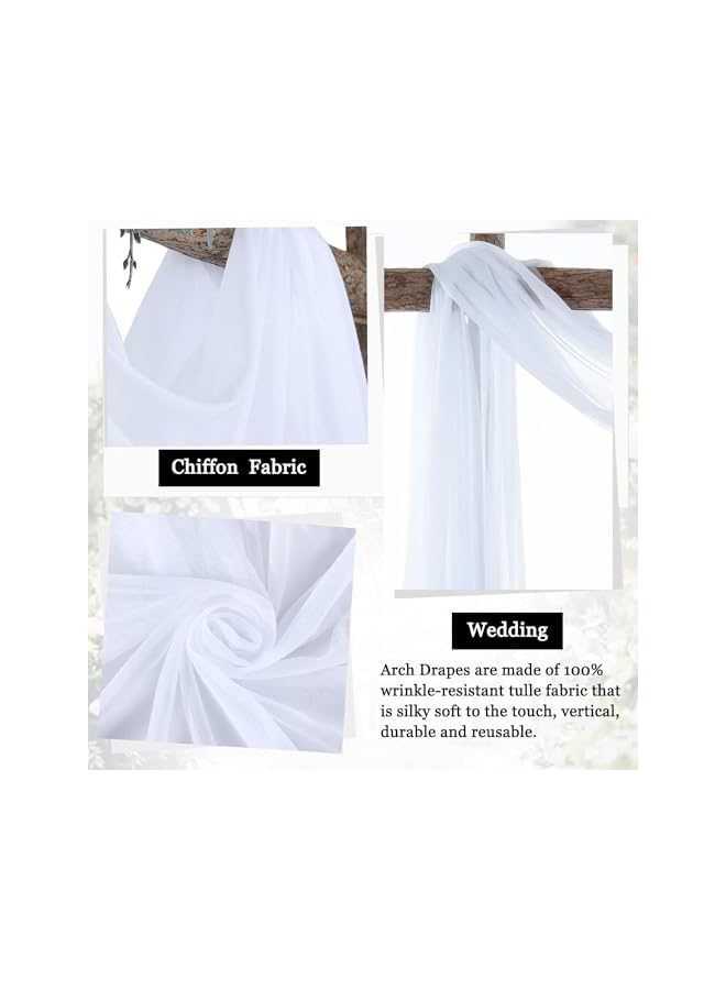The Bros Wedding Arch Draping Fabric, 1 Panel 75 x 600CM Sheer Backdrop Curtain Tulle Fabric Drapery for Arbor Wedding Archway Ceremony Party Ceiling Decor Backdrop (White) - Image 2