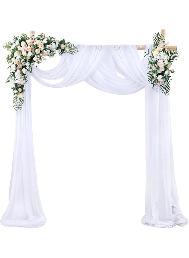 The Bros Wedding Arch Draping Fabric, 1 Panel 75 x 600CM Sheer Backdrop Curtain Tulle Fabric Drapery for Arbor Wedding Archway Ceremony Party Ceiling Decor Backdrop (White) - Image 1