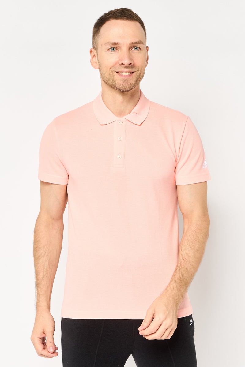 Adidas Men Sportswear Fit Short Sleeve Outdoor Polo Shirt, Pink - Image 1