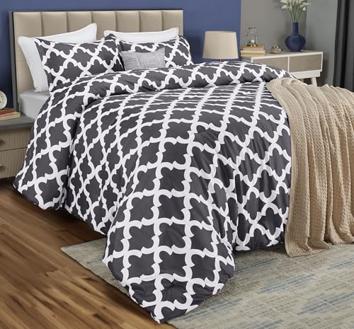 Utopia Bedding Queen Comforter Set Grey Printed Comforters Queen Size 3 Piece Lightweight All Season Down Alternative Bedding Set with 1 Comforter 88 x 88 in and 2 Pillow Shams 20 x 26 in