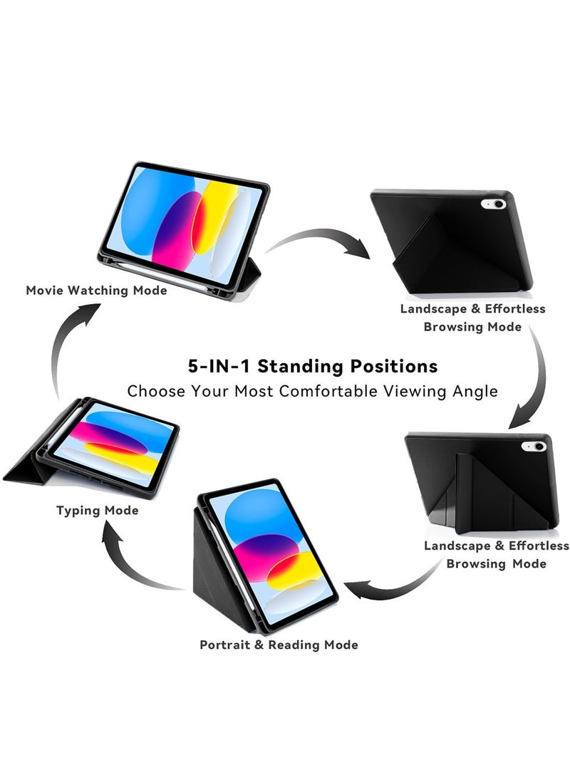 Techie Apple iPad 10.9 2022 10th Gen Smart Folio Flip Origami Trifold Case with Pencil Holder and Auto Wake/Sleep Function Cover  - Black - Image 4