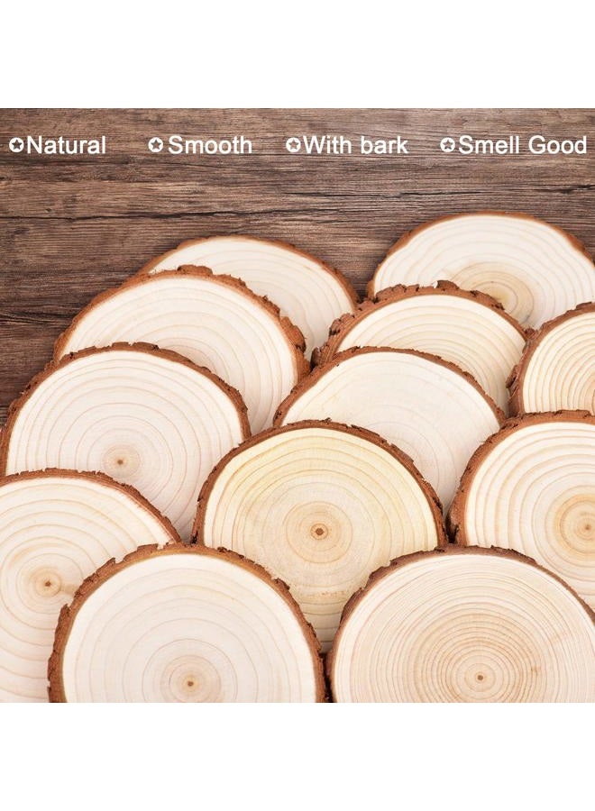 LESUMI Unfinished Natural Wood Slices with Bark - 14 Pcs 3.5-4 inch Wood Craft kit, DIY Kids Arts and Crafts Coasters Christmas Ornaments Rustic Wedding Decorations - Image 3