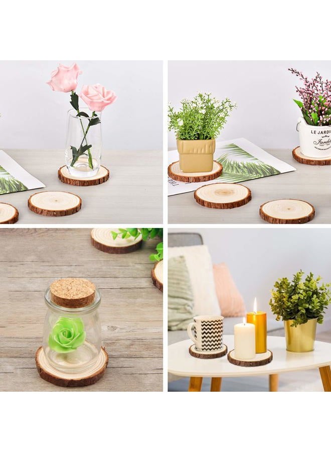 LESUMI Unfinished Natural Wood Slices with Bark - 14 Pcs 3.5-4 inch Wood Craft kit, DIY Kids Arts and Crafts Coasters Christmas Ornaments Rustic Wedding Decorations - Image 4