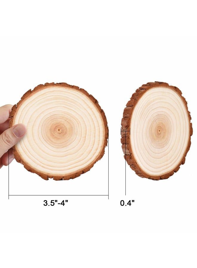 LESUMI Unfinished Natural Wood Slices with Bark - 14 Pcs 3.5-4 inch Wood Craft kit, DIY Kids Arts and Crafts Coasters Christmas Ornaments Rustic Wedding Decorations - Image 2