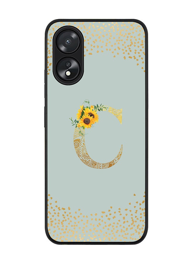 Stylizedd Case for Oppo A18 / Oppo A38, Slim fit Flexible Cover Custom Monogram Initial Letter Floral Mandala Pattern Alphabet - C (Light Grey) - Image 1