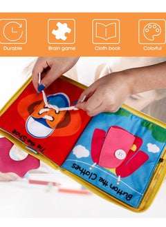 KASTWAVE Montessori Activity Quiet Book - Travel Toy Cloth Book for Toddlers - 10 Topics, Activities for Early Learning How to Basic Life Skills for Toddlers, Interactive Book for Busy Boys and Girls (Yellow)  - Image 3