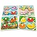 Funsland Wooden Toddler Puzzles 4 Pcs EcoFriendly Animal Patterns Jigsaw With Handles Infant Kid Fine Motor Skill Learning Educational Montessori Toys for 13 Years Old - Image 4