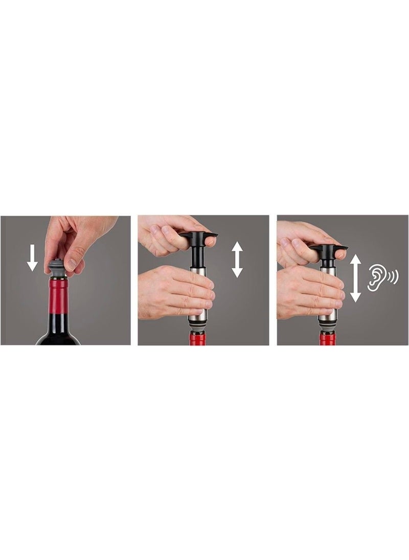 Vacu Vin - Wine Vacuum Set Stainless Steel (1 Pump 2 Stoppers) Boxed - Image 1
