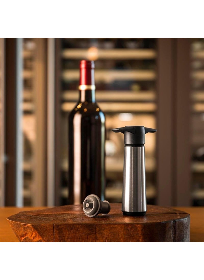 Vacu Vin - Wine Vacuum Set Stainless Steel (1 Pump 2 Stoppers) Boxed - Image 1