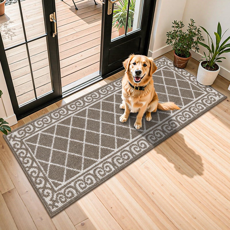 HEBE Washable Runner Rug 20x59 Indoor Door Mat RunnersNon Slip Dirt Trapping Rug Runner Floor Mats Carpet Runners for Entryway Hallway Kitchen Garage Laundry Room