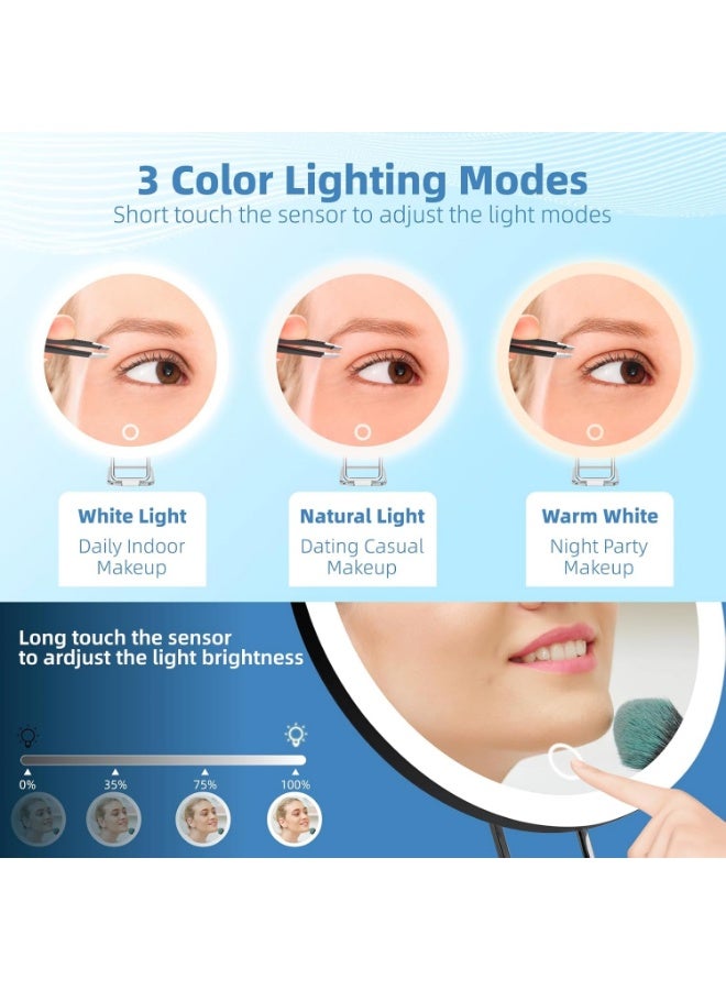 30X Magnifying Mirror with Lights, 6inch Makeup Magnified Mirror Lighted 30X High Travel Magnification with 3 Suction Cups and 360° Adjustable Stand - Includes Tweezers & Scissors Set - Image 5