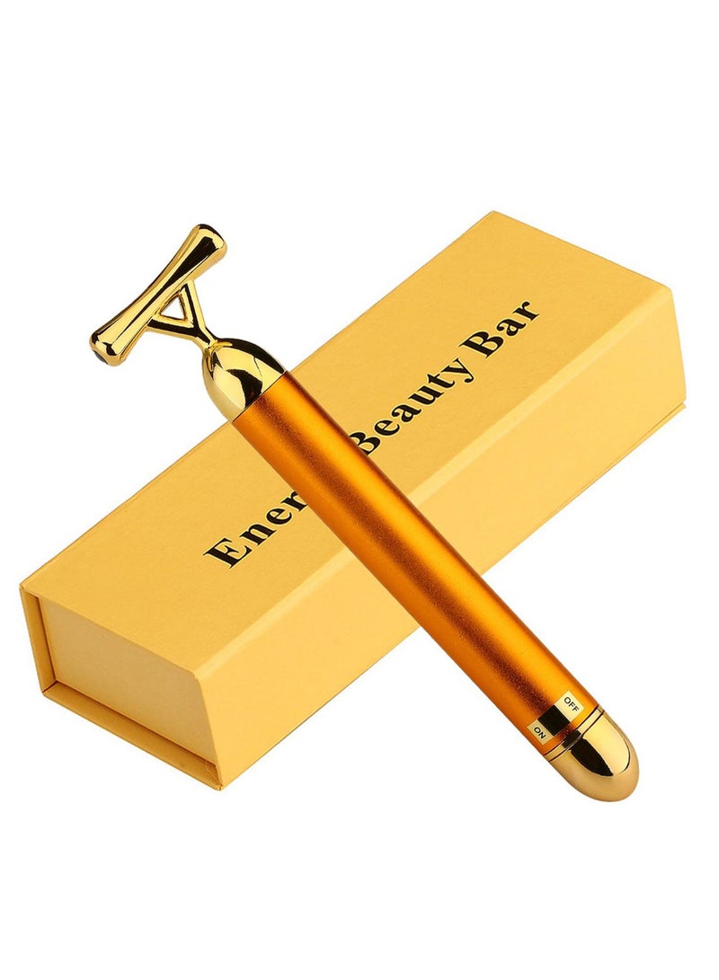 إسكدنيا عصا هزازة لتدليك الوجه مطلية بذهب عيار 24 قيراط ذهبي/ ذهبي وردي - Image 1