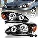 TUSDAR Headlight Assembly Replacement for Toyota Corolla 2003 2004 2005 2006 2007 2008 Headlamps Replacement Passenger and Driver Side Black Housing with Amber Reflector Bulbs Included - Image 2