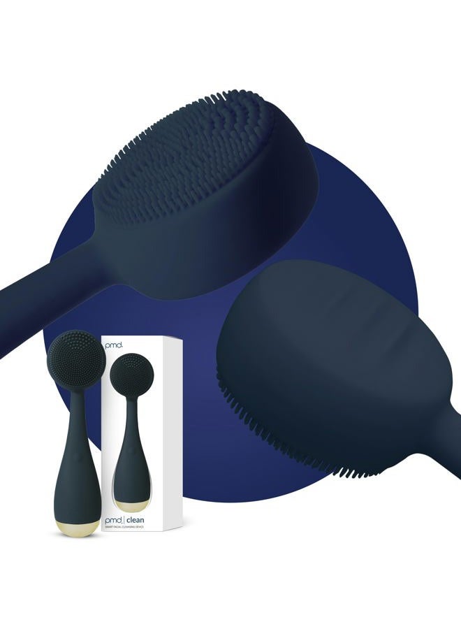 Pmd Beauty Clean - Smart Facial Cleansing Device With Silicone Brush & Anti-Aging Massager - Waterproof - Sonicglow Vibration Technology - Lift, Firm, And Tone Skin On Face And Body, Navy - Image 1