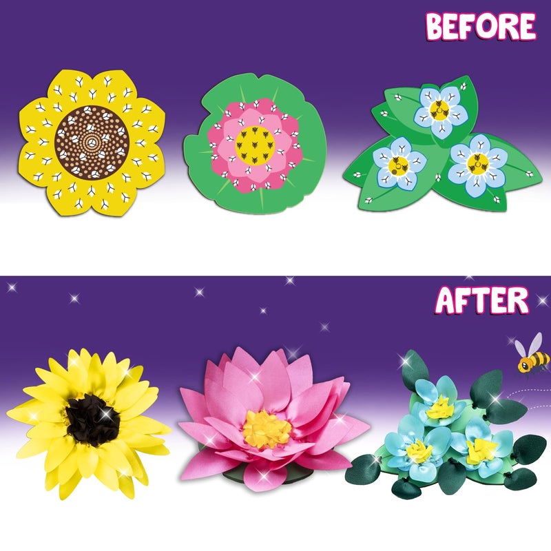 Smartivity مجموعة الفنون والحرف - مجموعة صنع زهور بوك آرت للأطفال من 4 إلى 10 سنوات، اصنع 8 زهور جميلة مع وعاء، هدية عيد ميلاد إبداعية للبنات والأولاد، مجموعة نشاط ممتعة افعلها بنفسك - Image 4