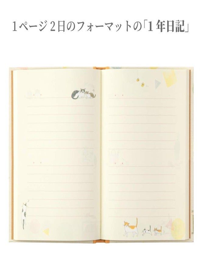 Midori Designphil Midori Diary cat Pattern 1 Page 2 Days 1 Year Diary - Image 2