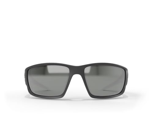 Edge SK117 Kazbek Wrap-Around Safety Glasses, Anti-Scratch, Non-Slip, UV 400, Military Grade, ANSI/ISEA & MCEPS Compliant, 5.04" Wide, Black Frame / Silver Mirror Lens - Image 2