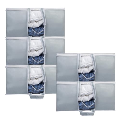 HomeStrap Non Woven Underbed Storage Bag With Front Handle (Grey) -Pack Of 5, 45.7 Centimeters, 30.5 Centimeters - Image 1