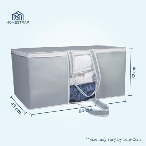 HomeStrap Non Woven Underbed Storage Bag With Front Handle (Grey) -Pack Of 5, 45.7 Centimeters, 30.5 Centimeters - Image 2