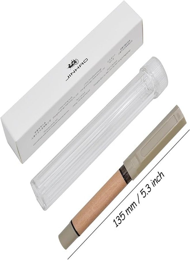 لو شي قلم حبر جاف خشبي من لوشي جينهاو 62، سن رفيع، مزود بمحول حبر، مناسب للمدرسة والمكتب، أقلام كتابة سلسة (لون أبيض كريمي) - Image 2