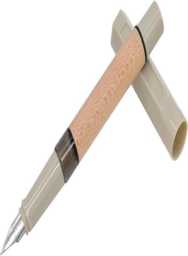 لو شي قلم حبر جاف خشبي من لوشي جينهاو 62، سن رفيع، مزود بمحول حبر، مناسب للمدرسة والمكتب، أقلام كتابة سلسة (لون أبيض كريمي) - Image 1