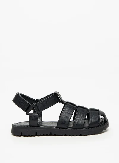 سيد دوتشيني Boys Textured Strap Sandals with Hook and Loop Closure
