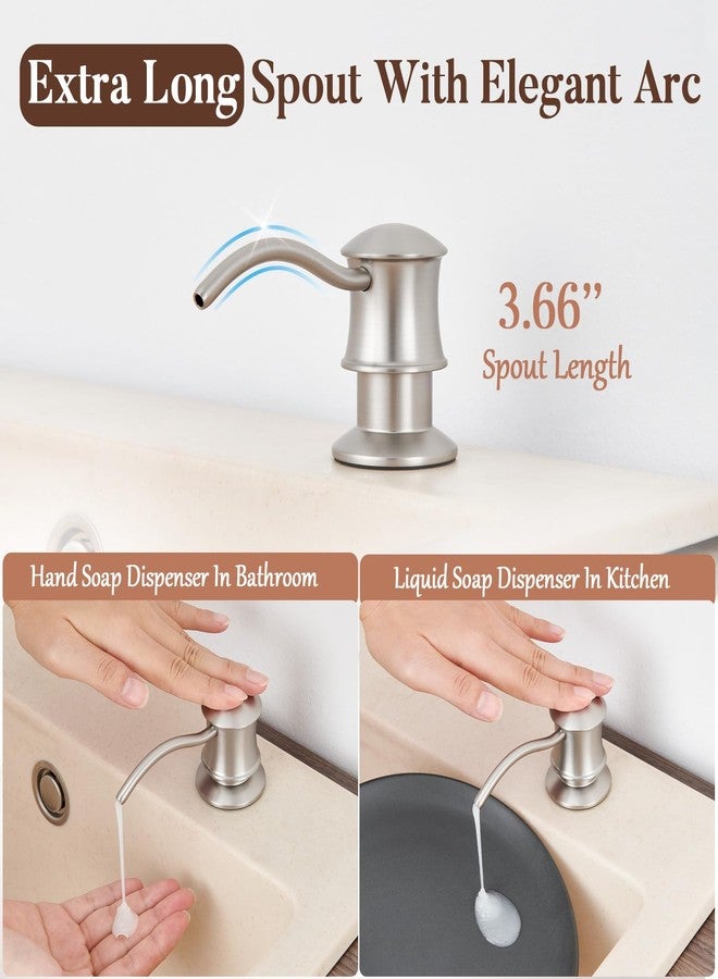 WINKEAR Built in Soap Dispenser for Kitchen Sink Countertop, Solid Brass Pump Head Long Spout with 10.2 Ounce PET Food Safe Material Lotion Bottle, Brushed Nickel Finish - Image 3