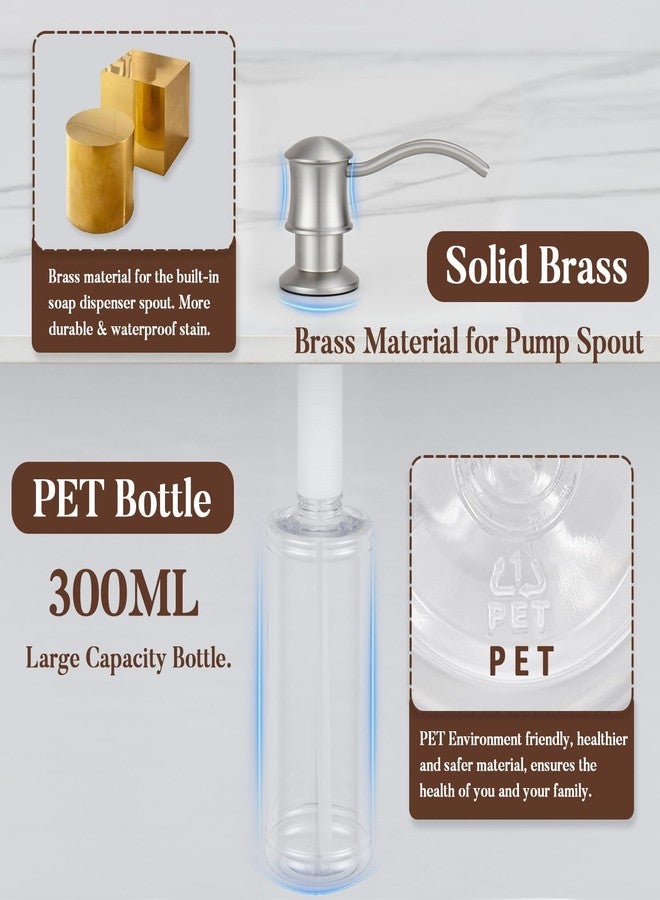 WINKEAR Built in Soap Dispenser for Kitchen Sink Countertop, Solid Brass Pump Head Long Spout with 10.2 Ounce PET Food Safe Material Lotion Bottle, Brushed Nickel Finish - Image 4