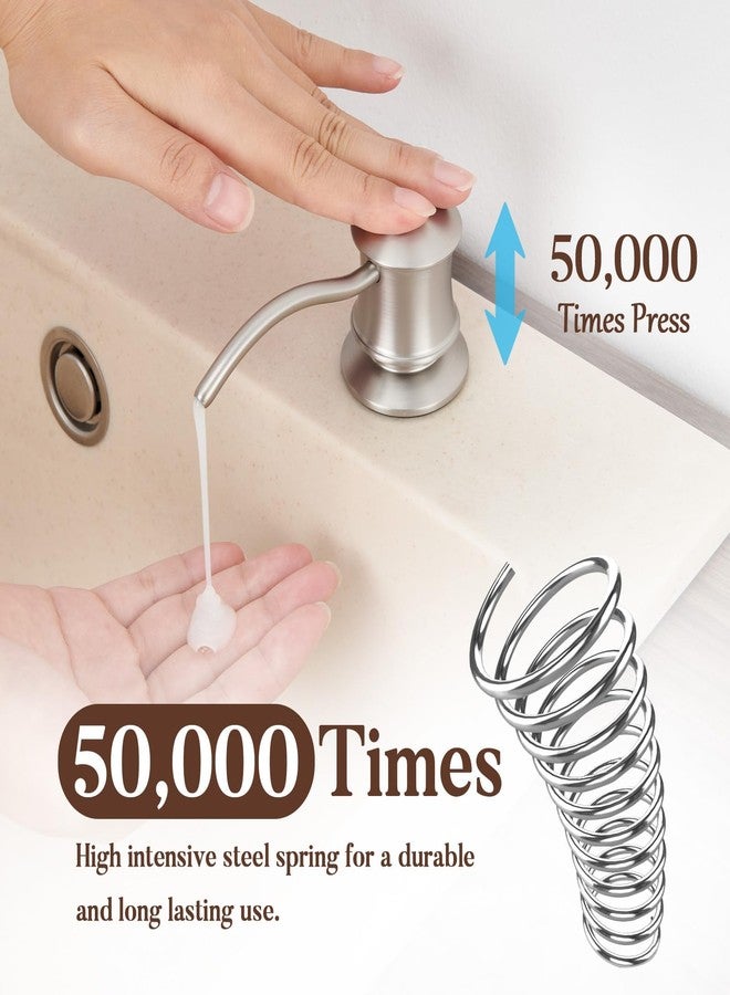 WINKEAR Built in Soap Dispenser for Kitchen Sink Countertop, Solid Brass Pump Head Long Spout with 10.2 Ounce PET Food Safe Material Lotion Bottle, Brushed Nickel Finish - Image 5