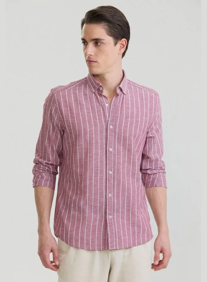 FELIX HARDY Men's Cotton Linen Blend Long Sleeve Shirt