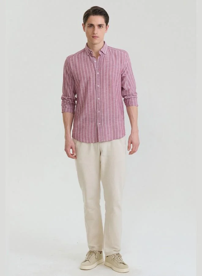 FELIX HARDY Men's Cotton Linen Blend Long Sleeve Shirt