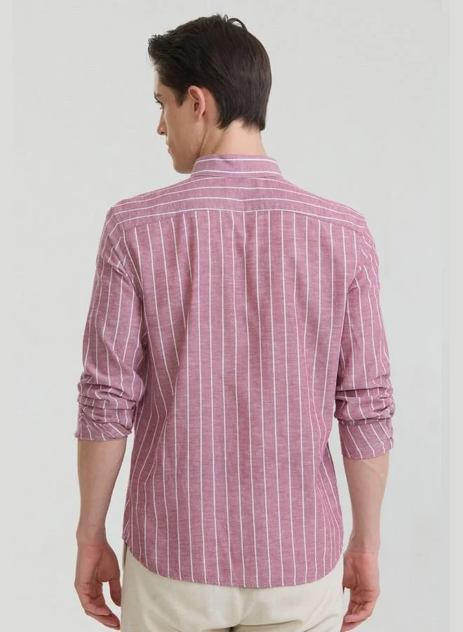 FELIX HARDY Bordeaux Men's Cotton Linen Blend Long Sleeve Shirt for Men | Best Price UAE