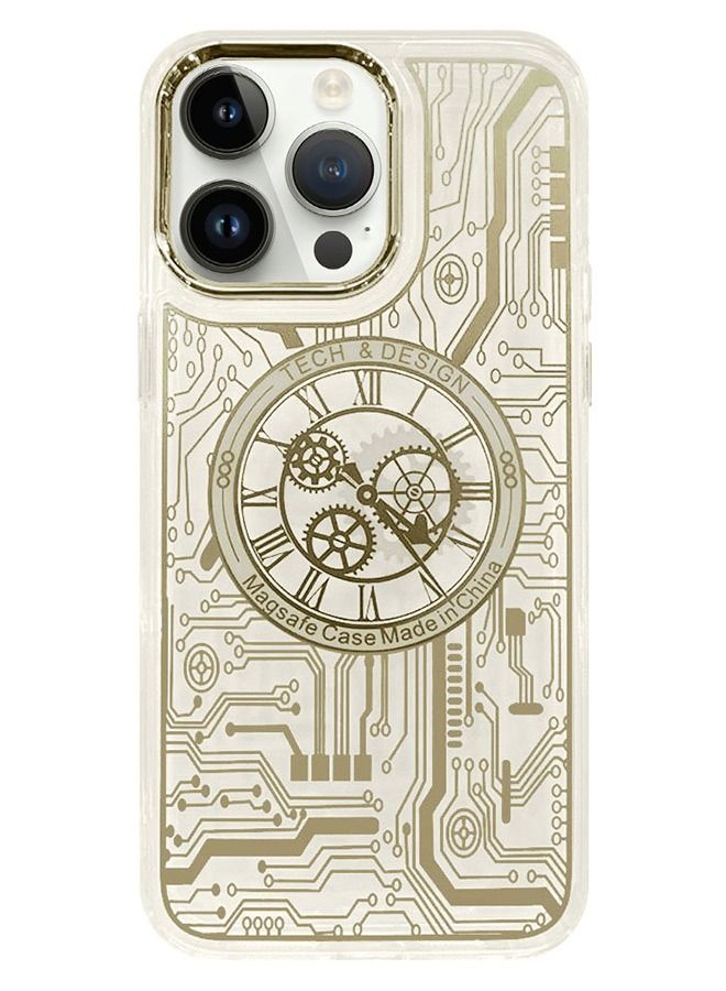 JOWAY iPhone 14 Pro Chronograph Magsafe Case Electroplated circuit board clear shockproof Cover Yellow - Image 1