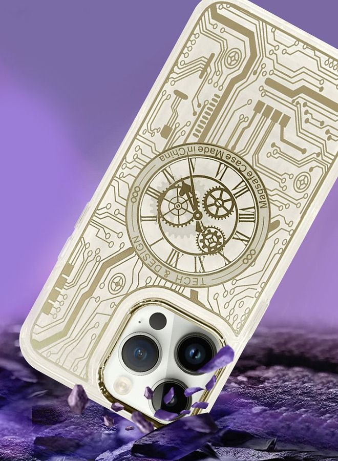 JOWAY iPhone 14 Pro Chronograph Magsafe Case Electroplated circuit board clear shockproof Cover Yellow - Image 3