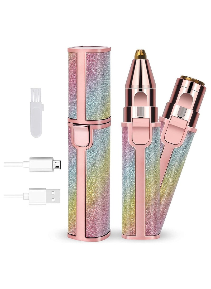 2 in 1 Eyebrow Trimmer & Facial Hair Remover for Women, Rechargeable Eyebrow Razor and Painless Hair Removal, Hair Trimmer and Body Shaver for Lips Nose Face Ear Hair - Image 1