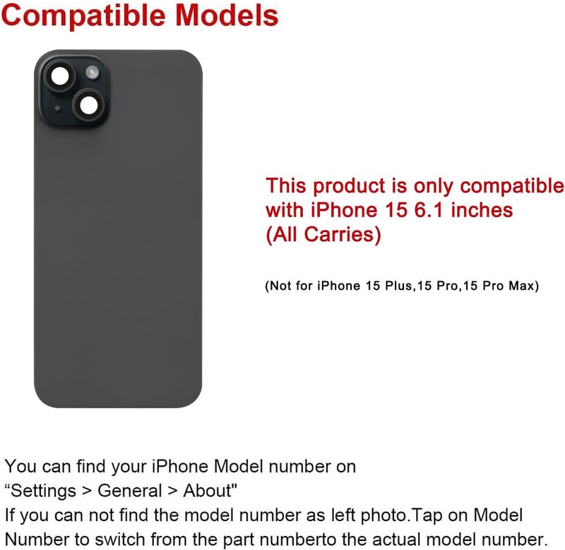 Perzework Rear Back Glass Replacement for iPhone 15 6.1-inches with Reparing Tool Kit and All Necessary Parts (Black) - Image 2